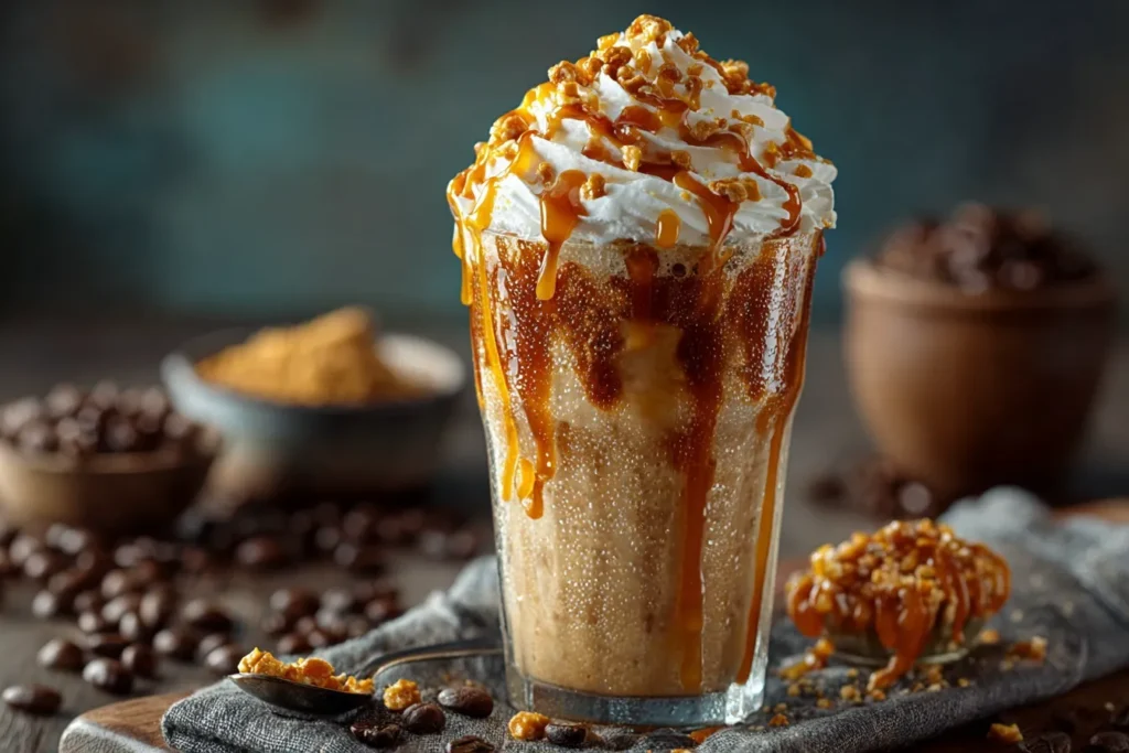 Caramel Ribbon Crunch Frappuccino – Your At-Home Starbucks Treat! ☕🍯✨