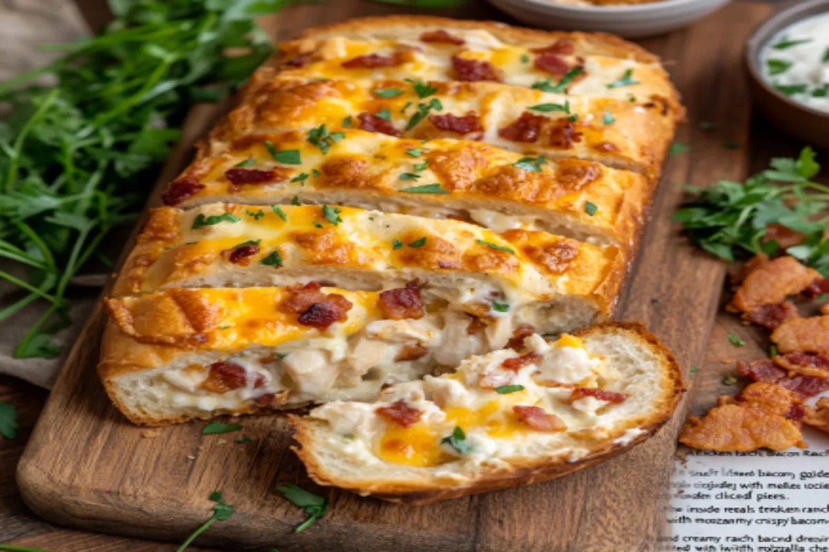 Beef Bacon Chicken Ranch Stuffed Bread