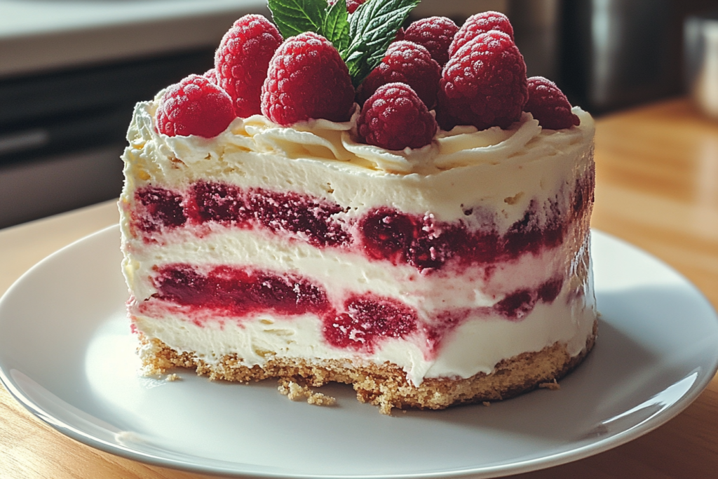 Raspberry ripple ice cream cake