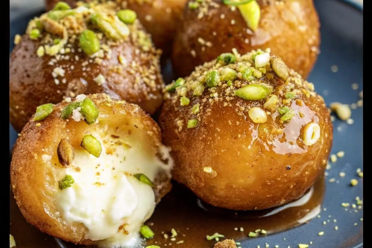 Ricotta Pistachio Honey Bites topped with pistachios and honey on crackers.