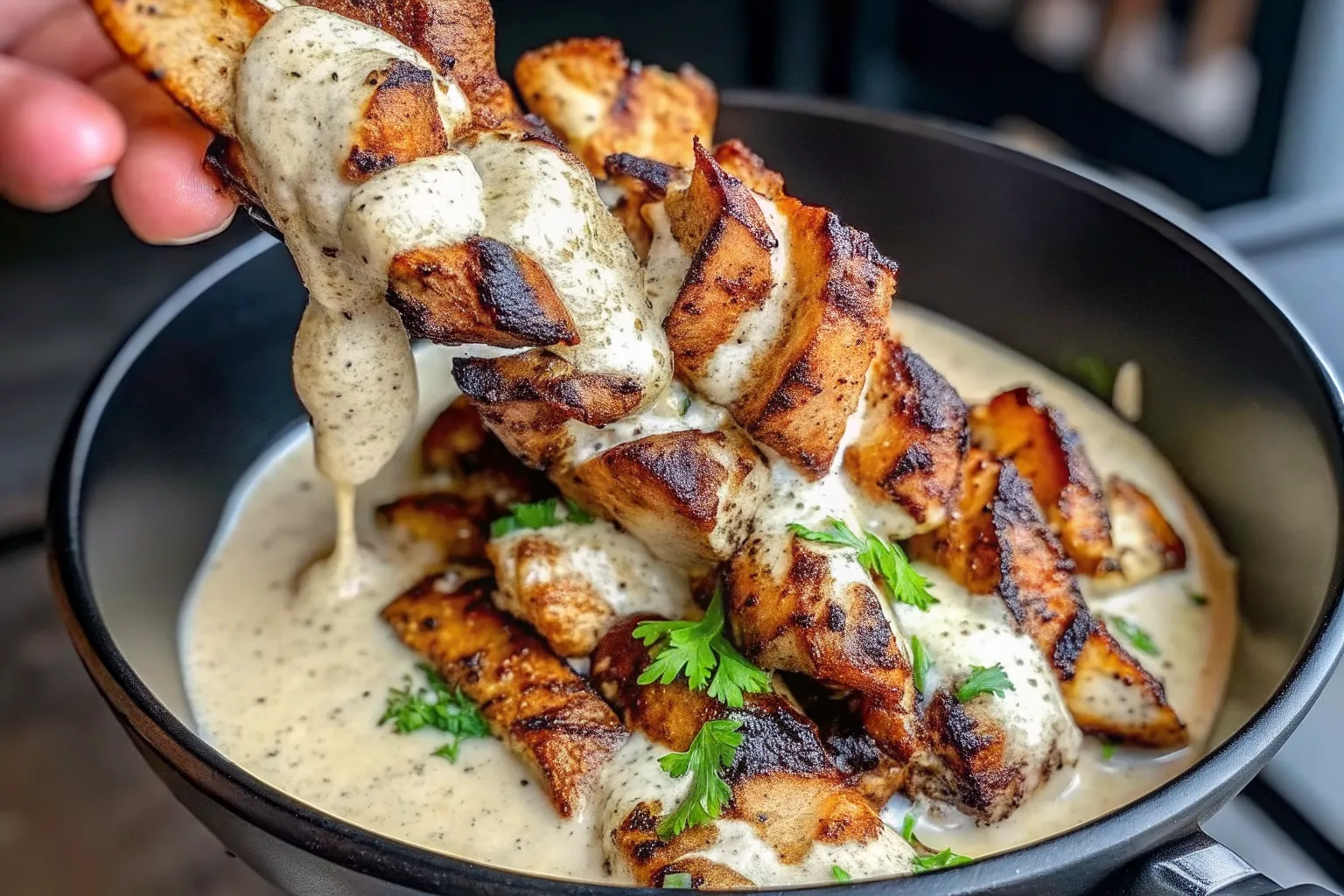 homemade chicken shawarma wrap with creamy garlic sauce