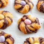 Puff pastry Easter nests with cream cheese and berries
