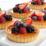 Serving berry custard tartlets