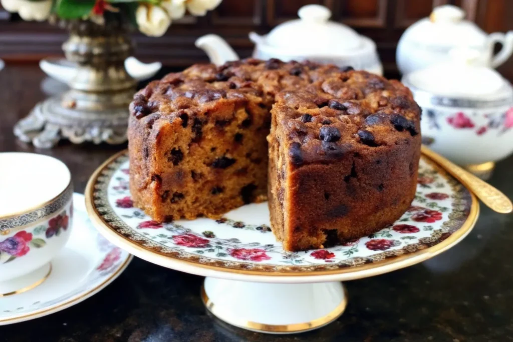 Traditional British Fruit Cake sliced