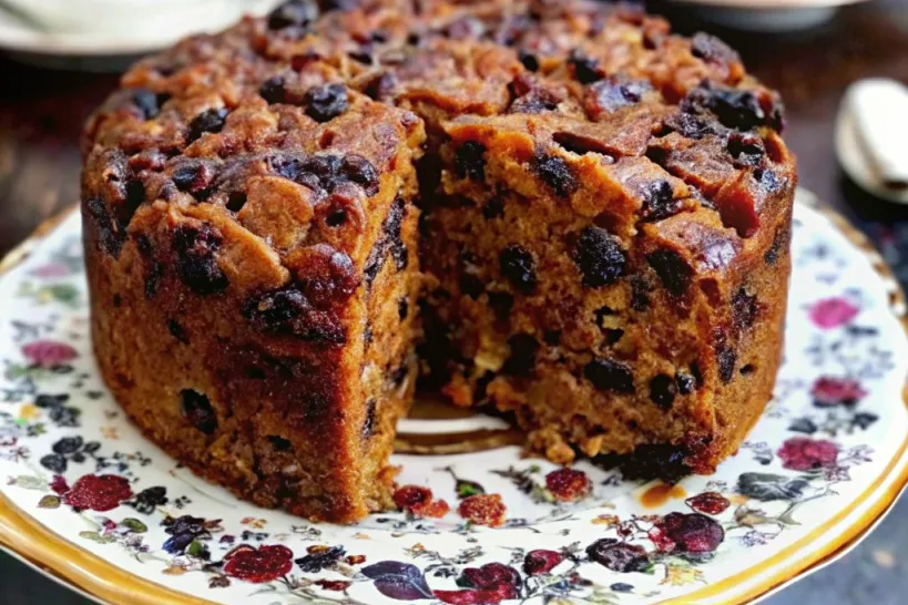 Traditional British Fruit Cake sliced