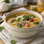 Slow Cooker Marry Me Chicken Soup served in a rustic bowl