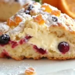Homemade cranberry scones on rustic table