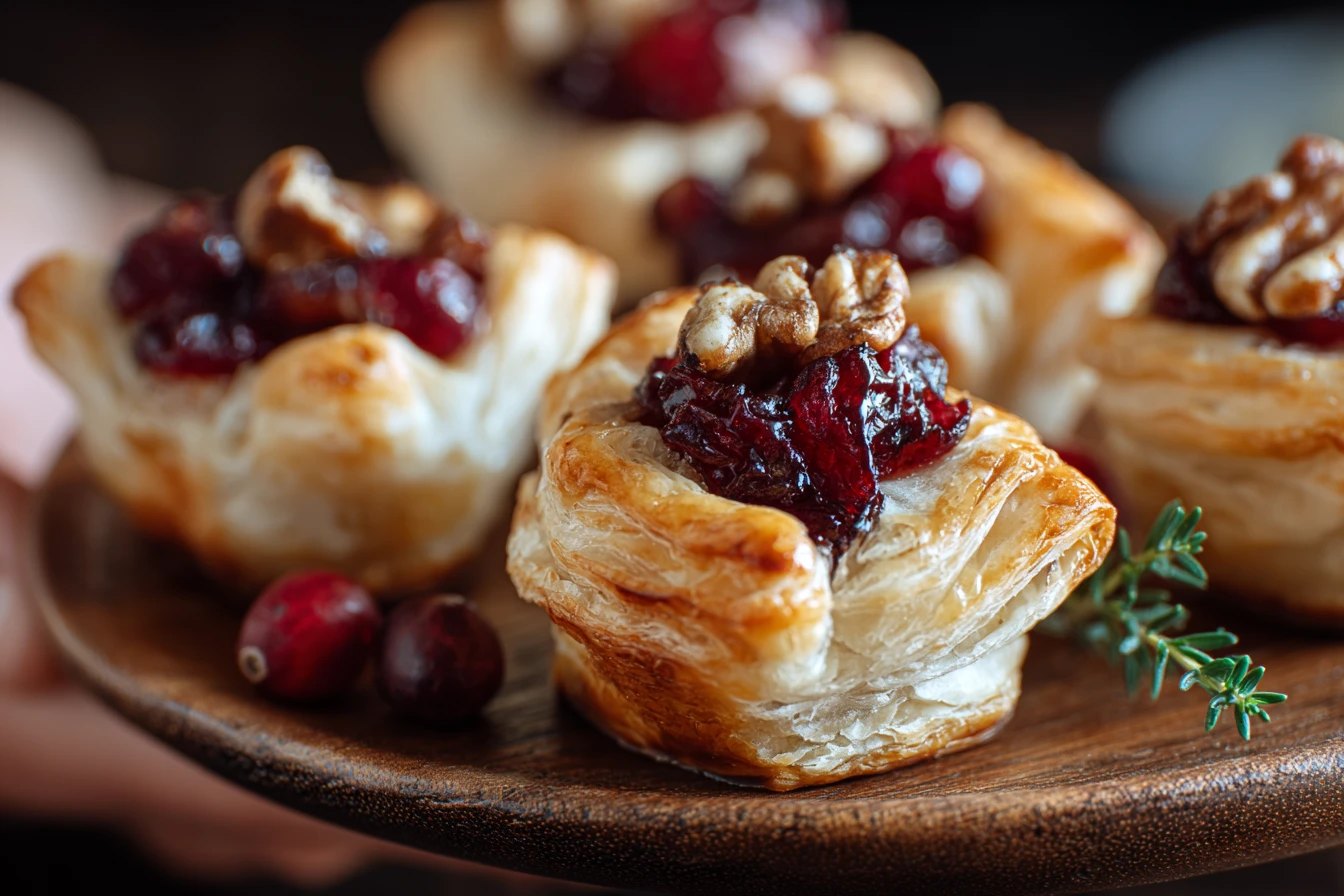 Baked Cranberry Brie Bites Recipe Easy Cranberry Brie Bites Cranberry Brie Puff Pastry Bites Holiday Appetizers Cranberry ...