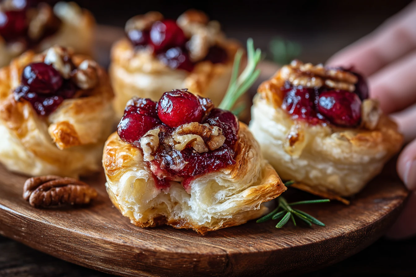 Baked Cranberry Brie Bites Recipe Easy Cranberry Brie Bites Cranberry Brie Puff Pastry Bites Holiday Appetizers Cranberry ...