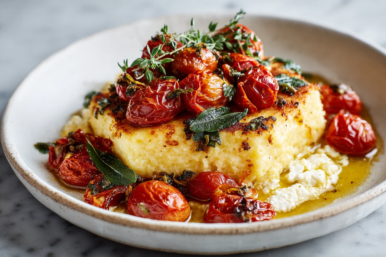 Baked Feta Polenta Recipe Creamy Feta Polenta Bake Mediterranean Feta Polenta Dish Roasted Tomatoes With Feta Recipe Easy ...