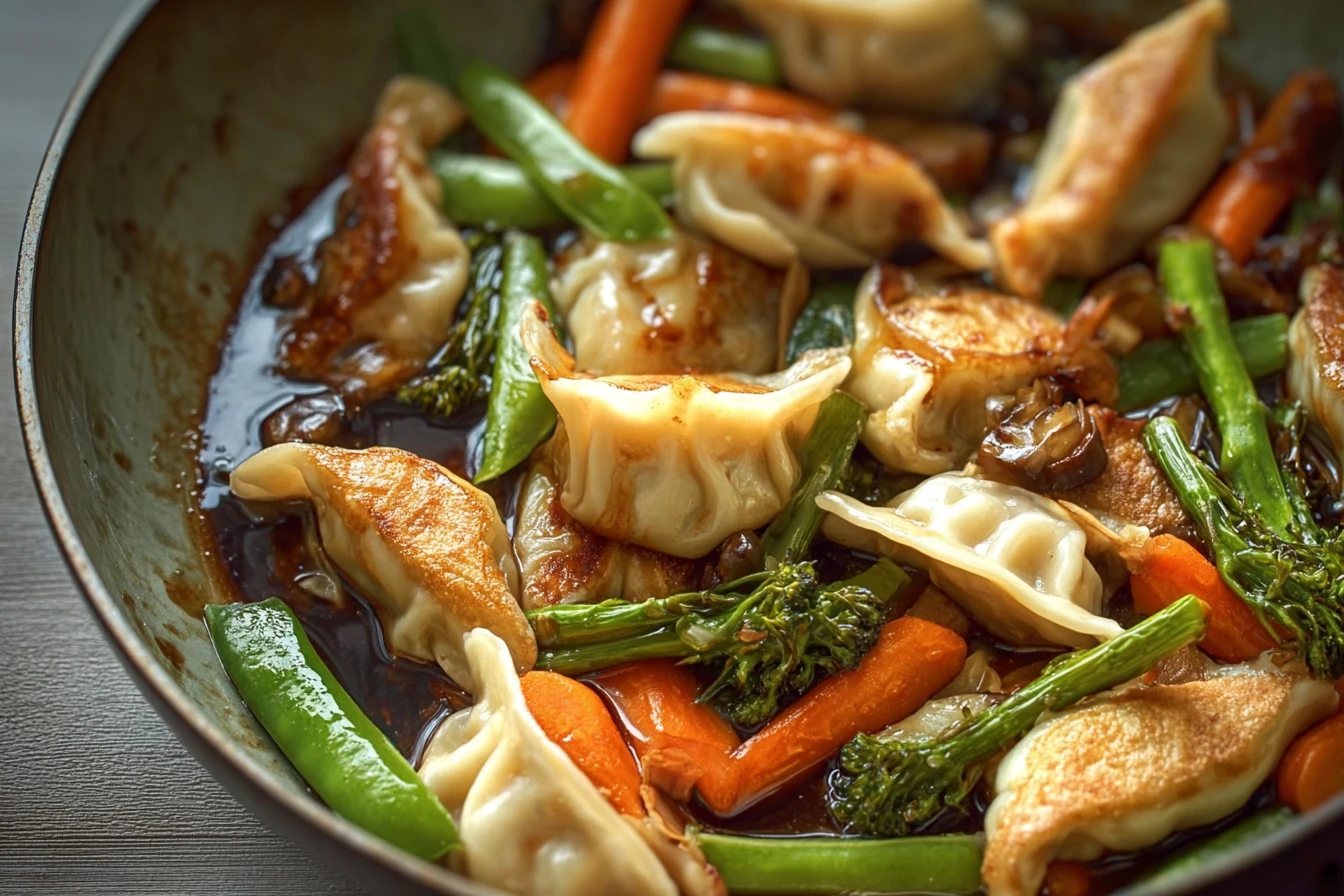 Easy Potsticker Stir Fry Recipe Homemade Potsticker Stir Fry Best Vegetables For Potsticker Stir Fry Gluten-free Potsticke...