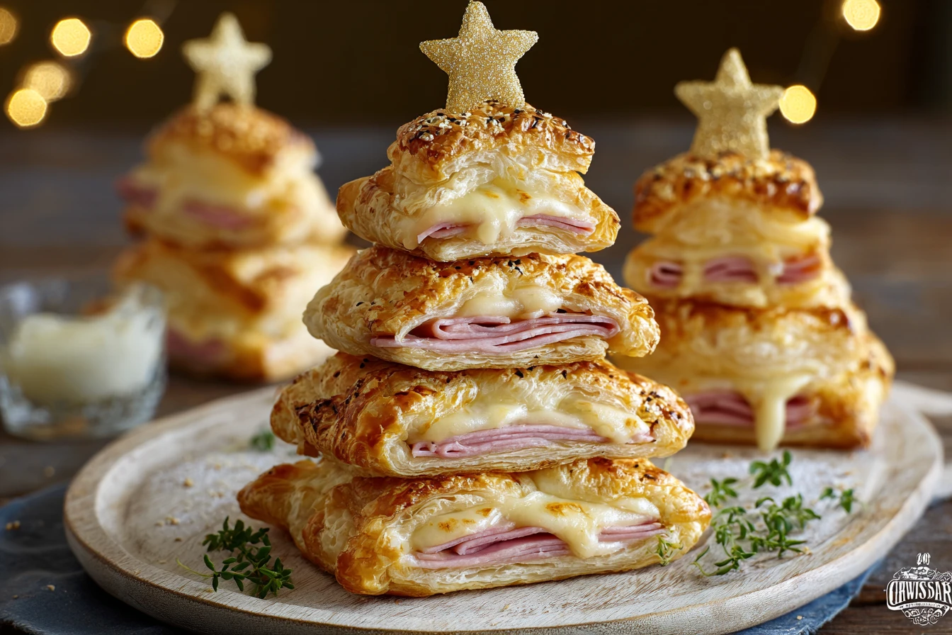 HAM & CHEESE PUFF PASTRY CHRISTMAS TREES