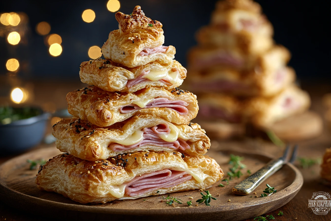 Ham And Cheese Puff Pastry Christmas Recipe Easy Ham Cheese Puff Pastry Holiday Trees Make-ahead Ham Cheese Christmas Tree...