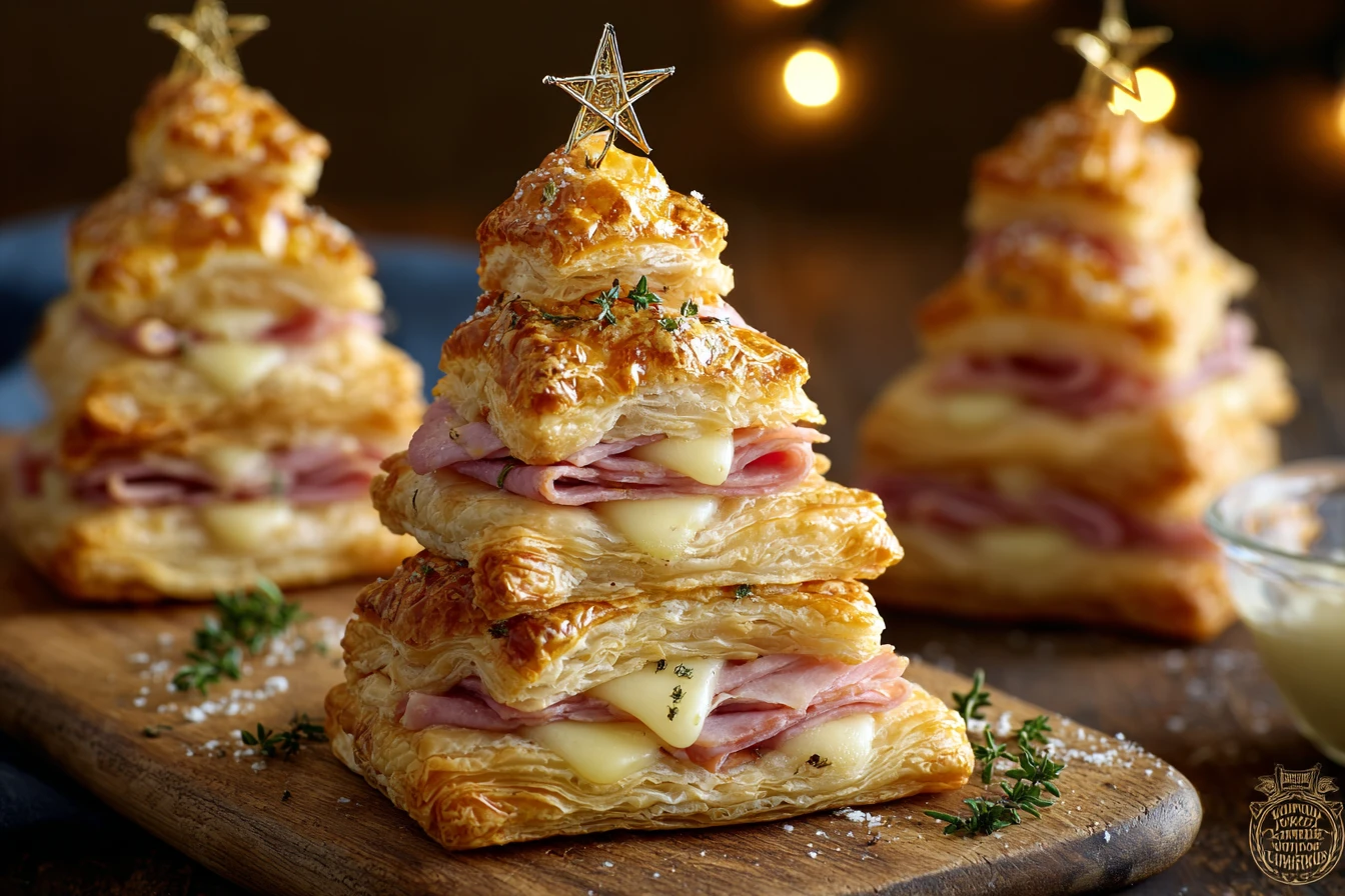 Ham And Cheese Puff Pastry Christmas Recipe Easy Ham Cheese Puff Pastry Holiday Trees Make-ahead Ham Cheese Christmas Tree...