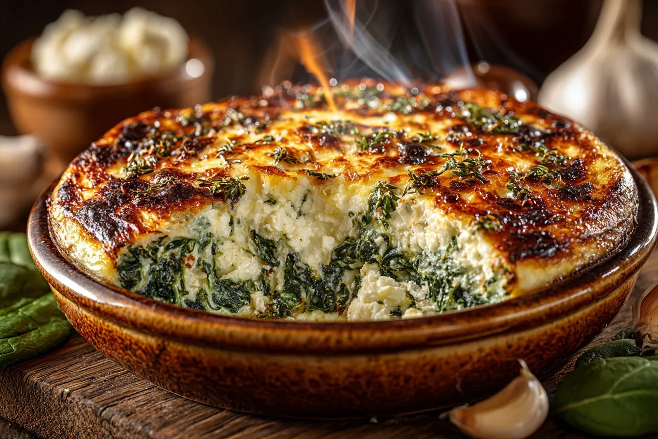 5-Ingredient Spinach Feta Roasted Garlic Bake – Easy Comfort Food Recipe