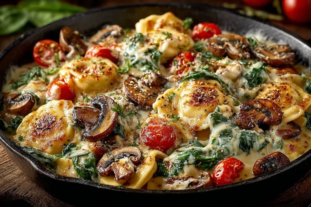 Cheesy Ravioli with Spinach, Mushrooms & Tomatoes: Creamy, Cozy & Full of Flavor