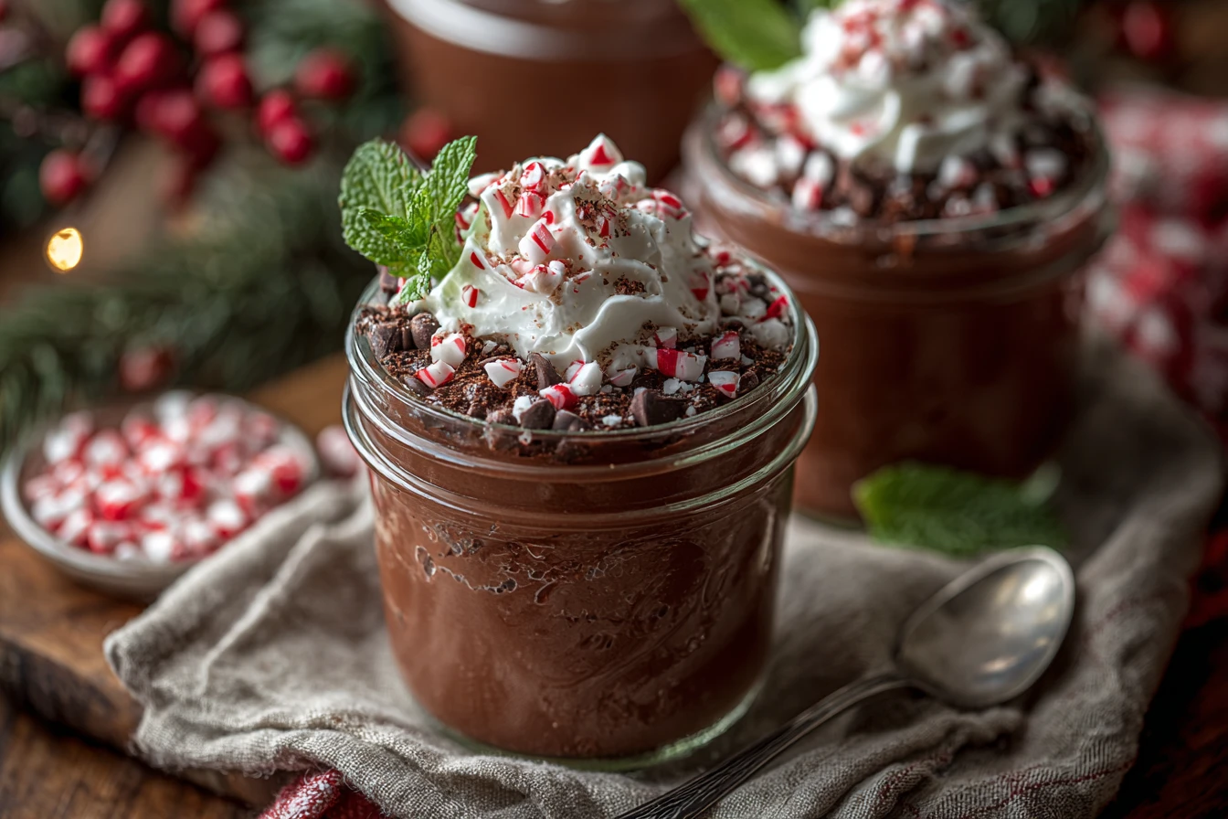 No-bake Peppermint Pudding Recipe Easy Peppermint Chocolate Cups Holiday Peppermint Dessert Ideas No-bake Chocolate Mint C...