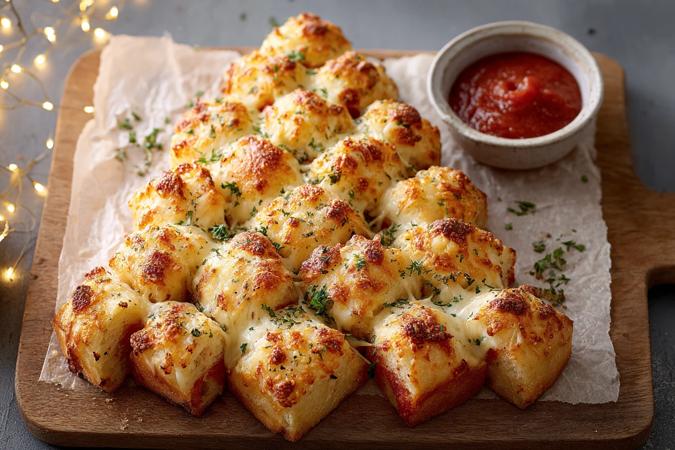 Pull-apart Christmas Tree Pizza Recipe Easy Christmas Tree Pizza Bites Homemade Pull-apart Pizza For Holidays Festive Chri...