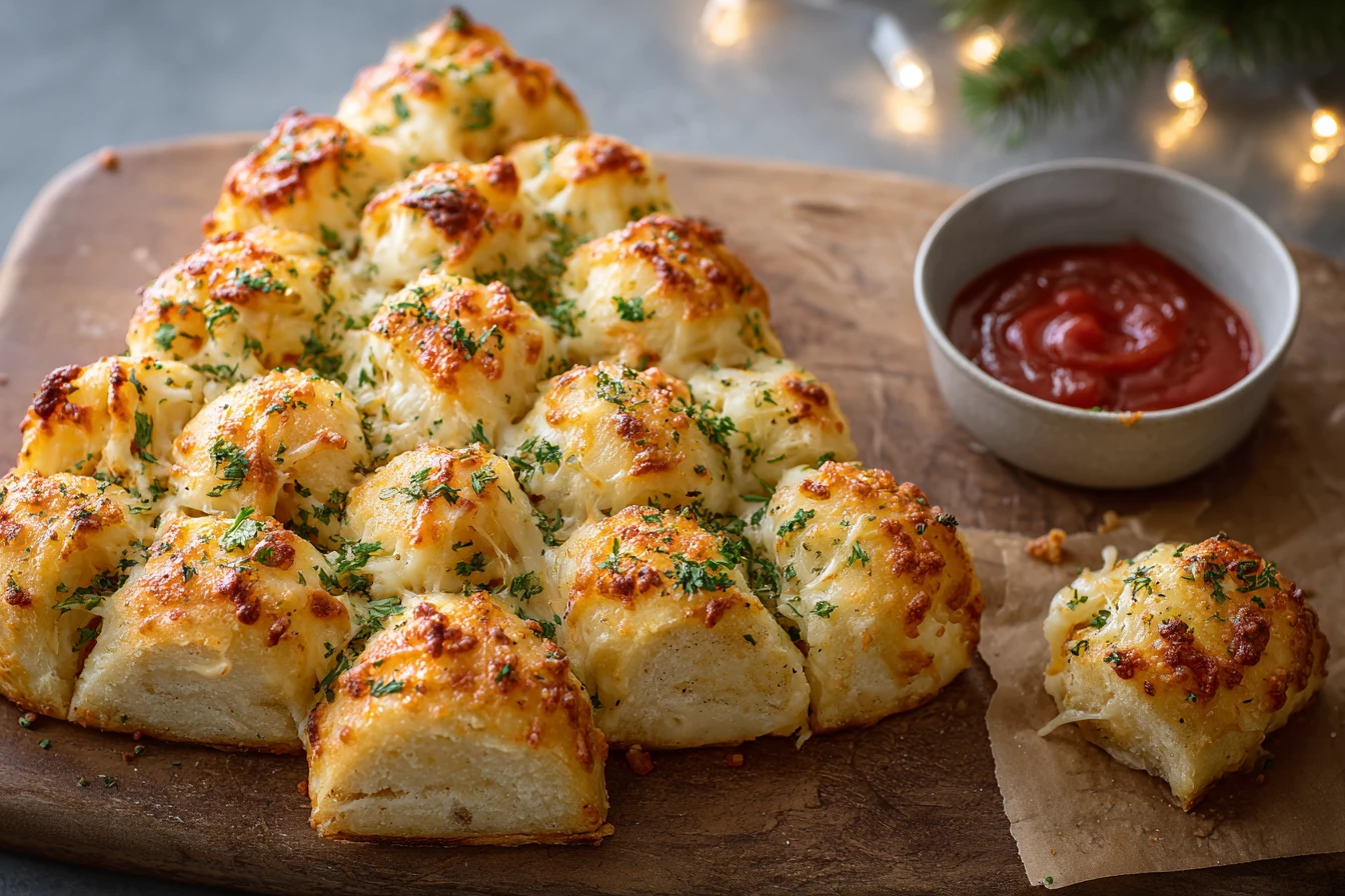 Pull-apart Christmas Tree Pizza Recipe Easy Christmas Tree Pizza Bites Homemade Pull-apart Pizza For Holidays Festive Chri...