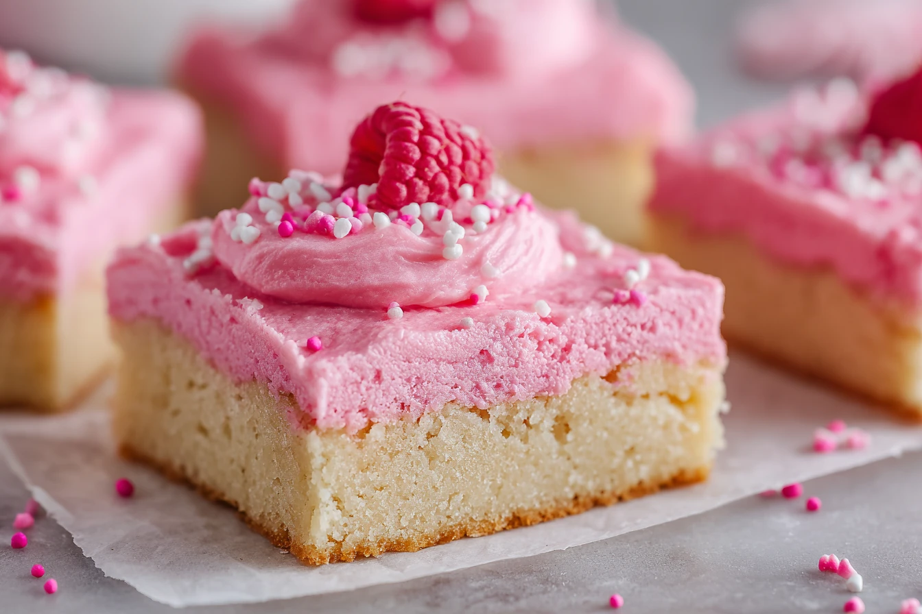 Raspberry Frosted Sugar Cookie Bars : Soft, Sweet & Pretty in Pink