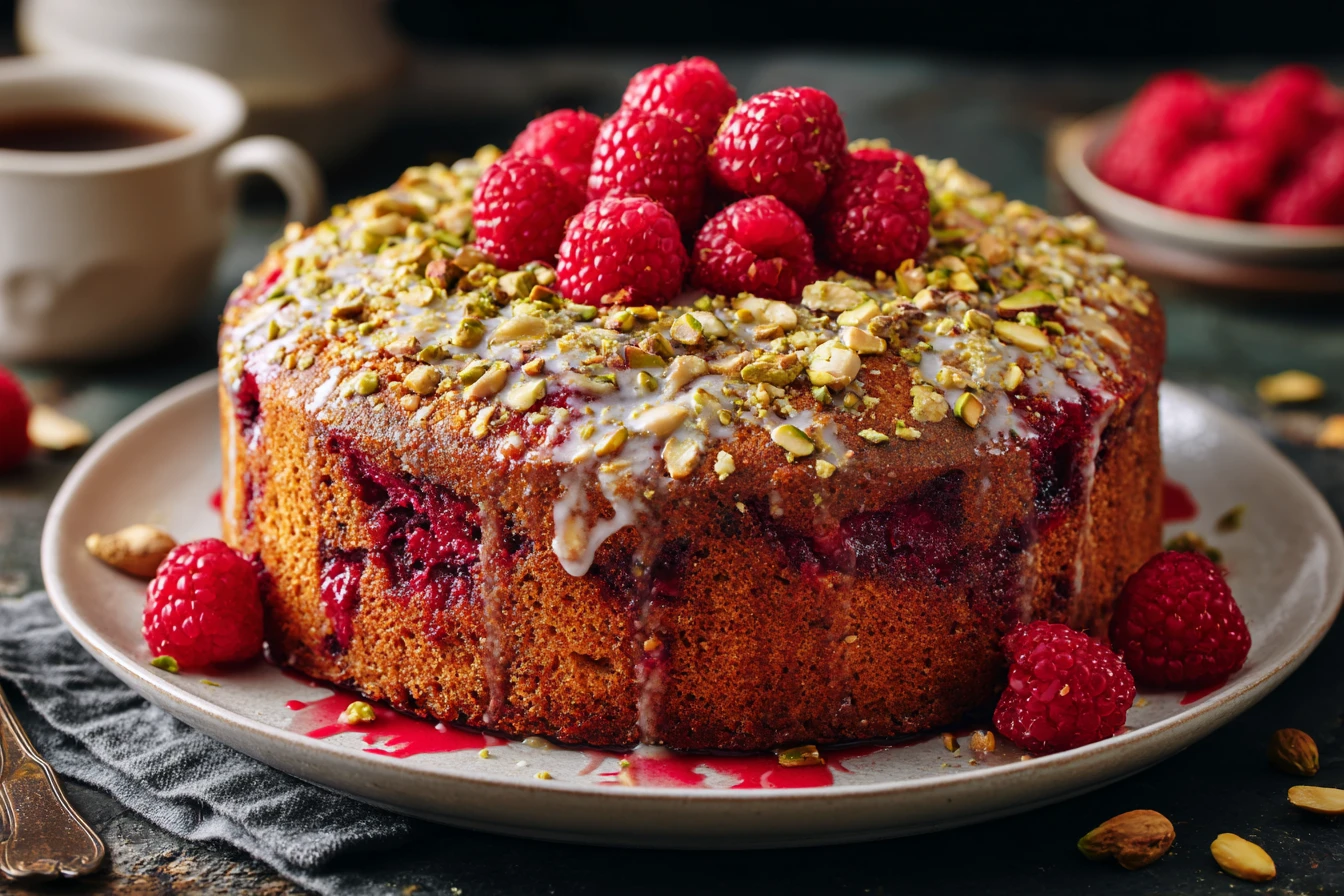 Raspberry Pistachio Cake Recipe Moist Raspberry Pistachio Cake Vibrant Raspberry Pistachio Dessert Easy Raspberry Pistachi...