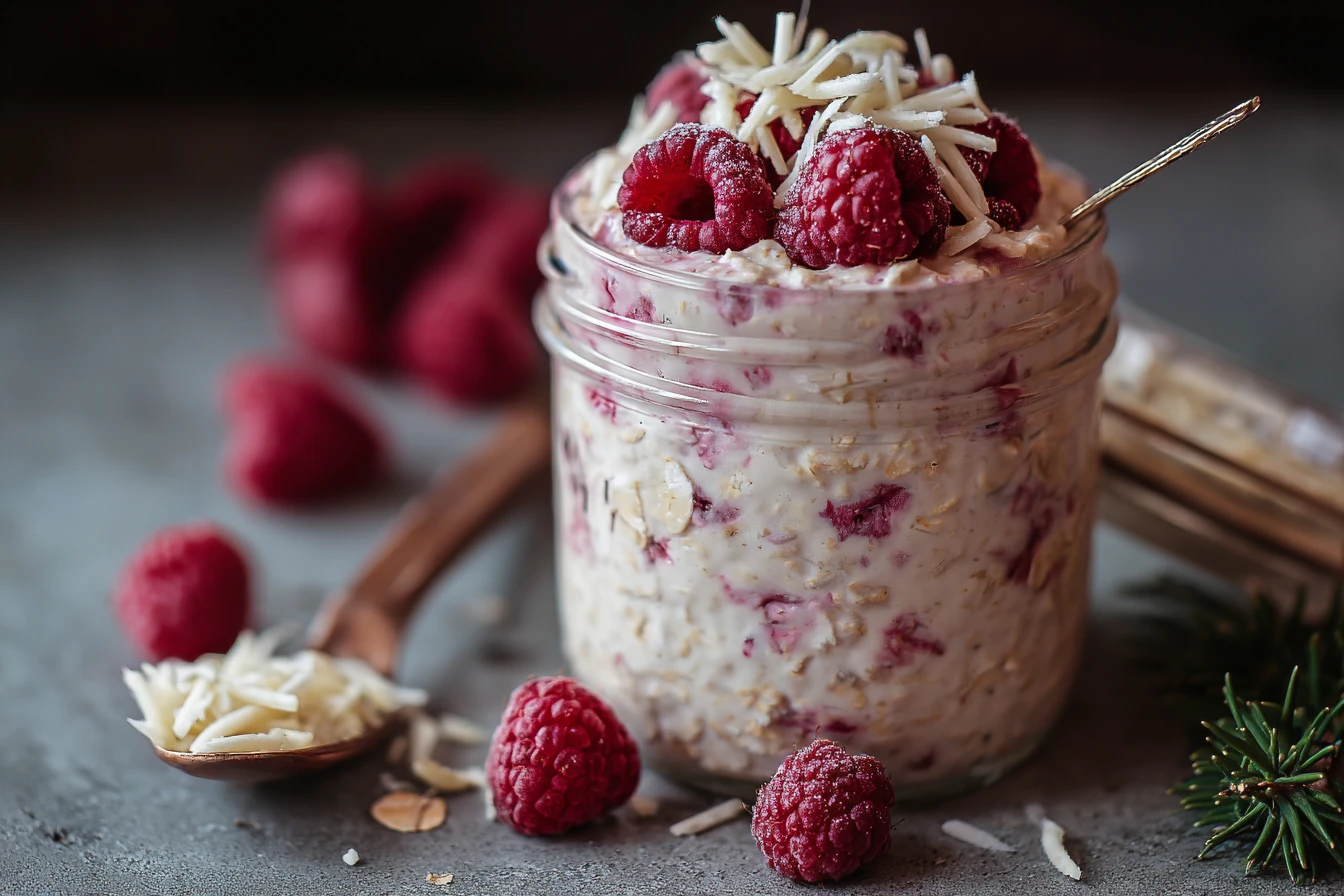 Raspberry White Chocolate Overnight Oats : Pretty, Healthy & Meal-Prep Friendly! 3 Raspberry White Chocolate Oats Recipe Healthy Raspberry Overnight Oats Meal Prep Friendly Overnight Oats Raspberry White C...