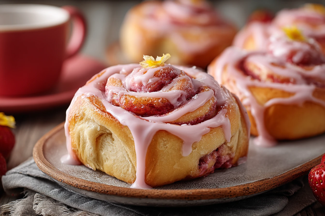 Strawberry Sweet Rolls Recipe Homemade Strawberry Rolls With Glaze Best Fruity Brunch Rolls How To Make Strawberry Sweet R...