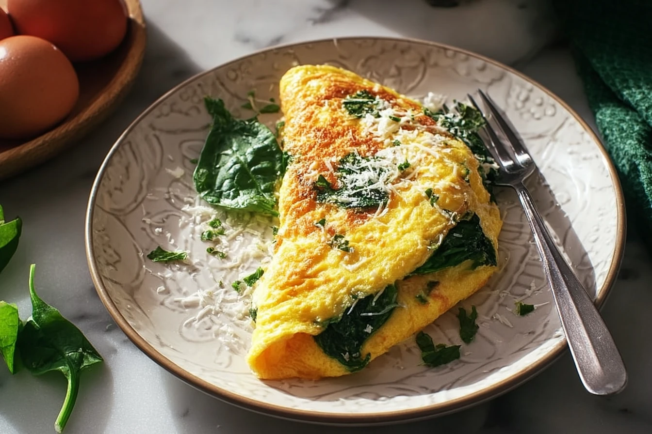 Easy Spinach And Cheese Omelette Recipe Healthy Spinach Cheese Omelette Calories Best Cheese For Spinach Omelette Keto Spi...