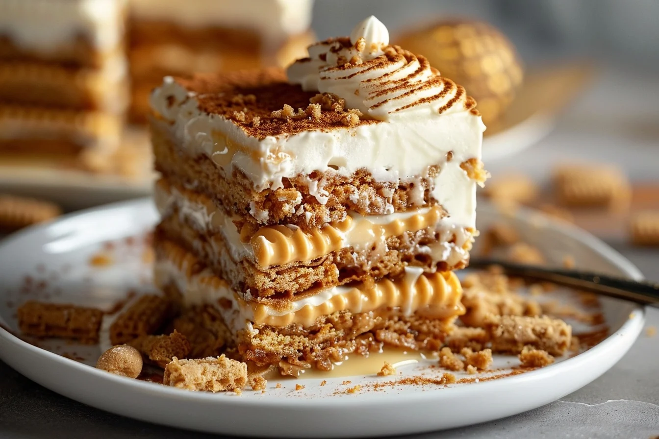 4 ingredient biscoff icebox cake middle