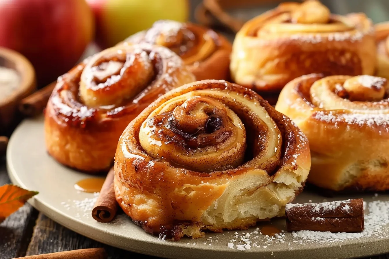 brioche cinnamon rolls with apples end