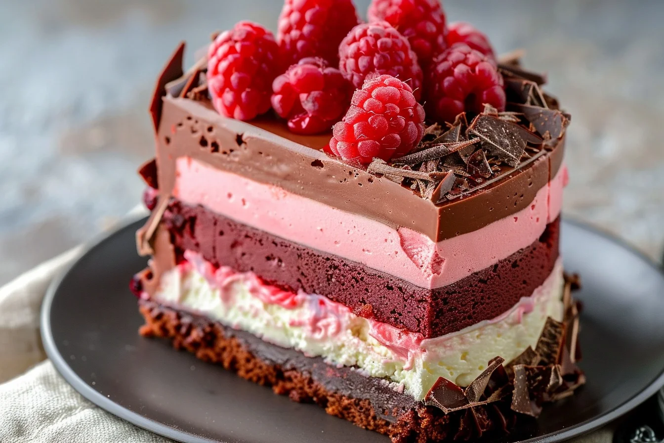 chocolate raspberry mousse cake top