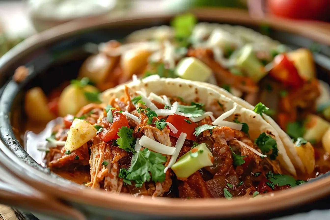 classic crockpot chicken tacos top