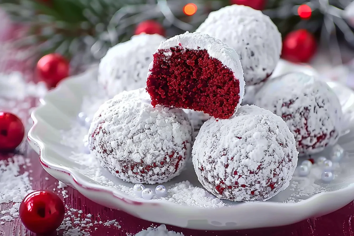 decadent red velvet snowballs end