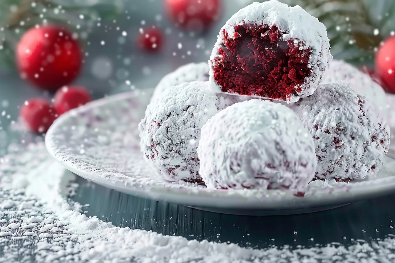 decadent red velvet snowballs middle