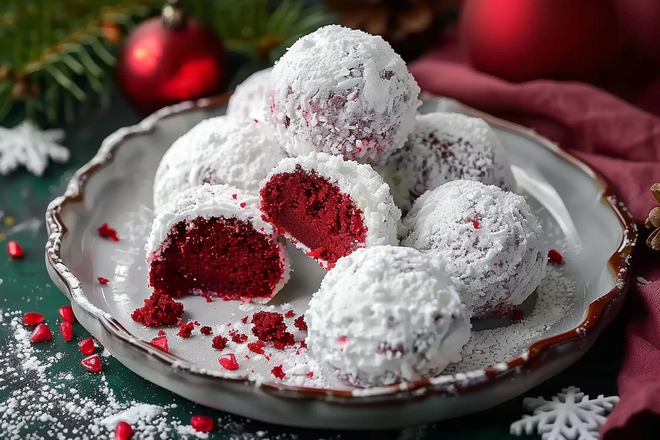 decadent red velvet snowballs top