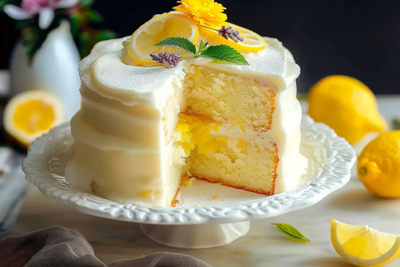 Lemon Cake With A Secret Fluffy Lemon Frosting 4 lemon cake with a secret fluffy lemon frosting end