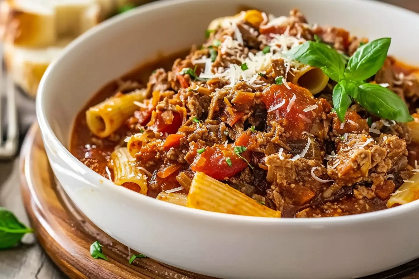 slow cooked shredded beef ragu pasta middle