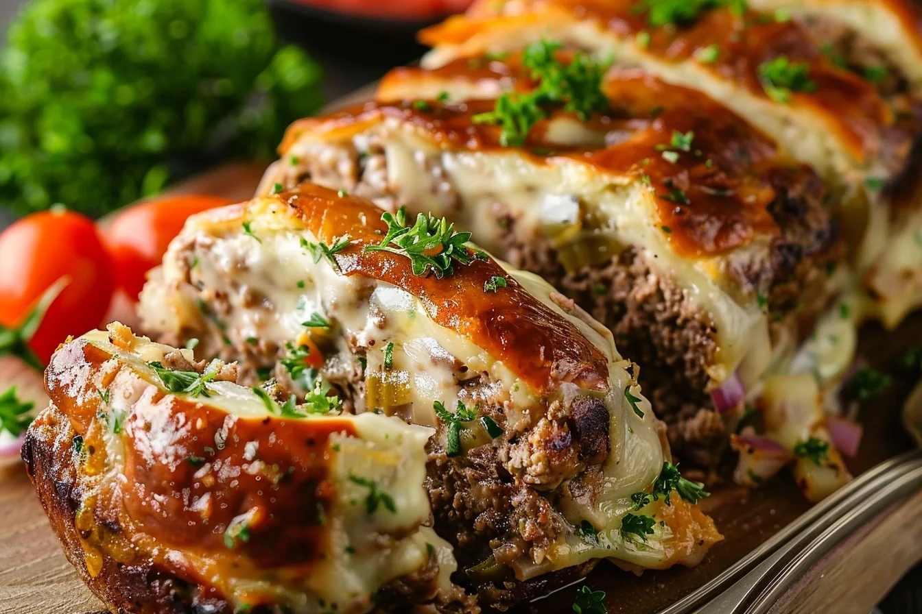 stuffed philly cheesesteak meatloaf middle