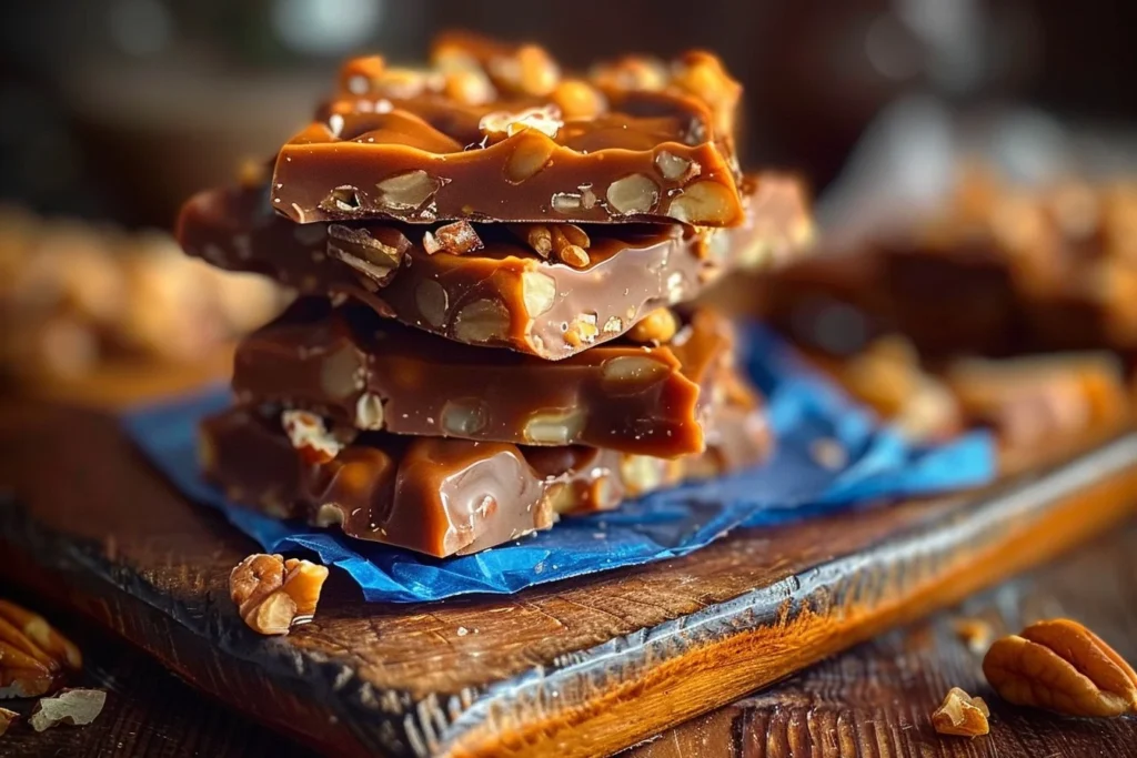 A delicious slice of better than anything toffee topped with chocolate and nuts