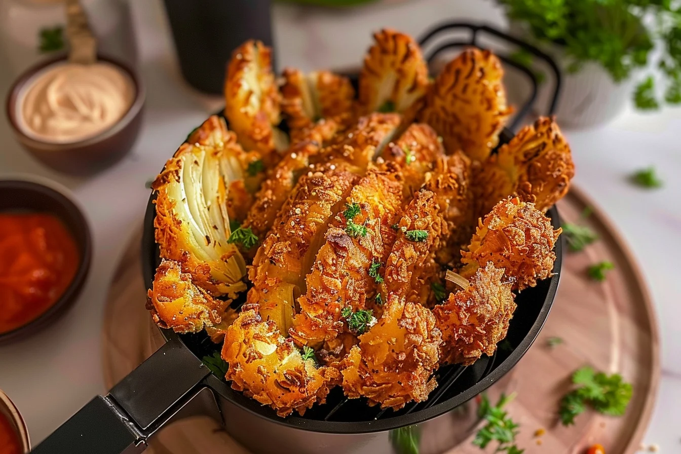crispy air fryer blooming onion 5 easy restaurant style in middle