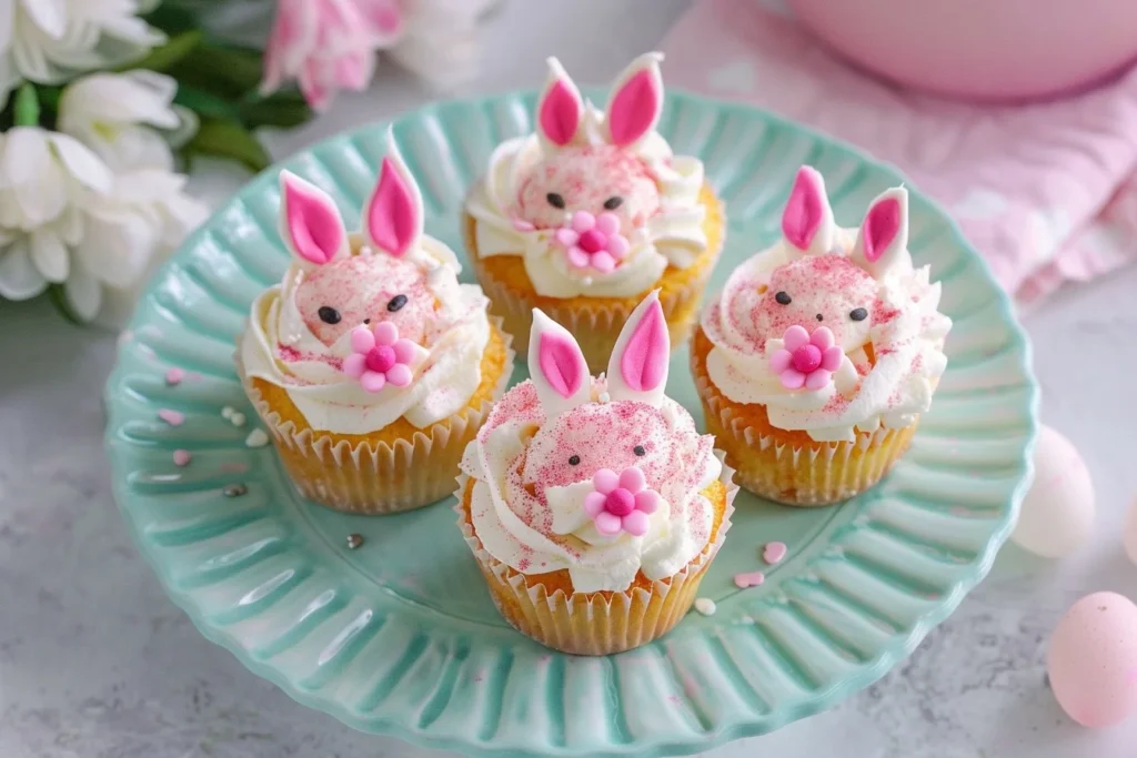 Easy Easter Bunny Cupcakes: 10 Fun Ideas to Try 1 Colorful Easter bunny cupcakes decorated with pastel frosting and edible bunny ears