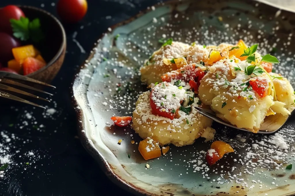A plate of freshly baked Italian anise cookies dusted with powdered sugar, garnished with anise seeds
