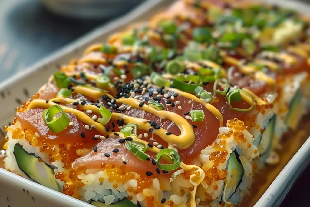 keto sushi bake 5 Master the Art of : A Comprehensive Guide in 3 steps 2026 1 A delicious keto sushi bake topped with avocado, sesame seeds, and nori strips in a baking dish