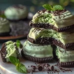 A plate of green and black mint Oreo truffles decorated for St. Patrick's Day