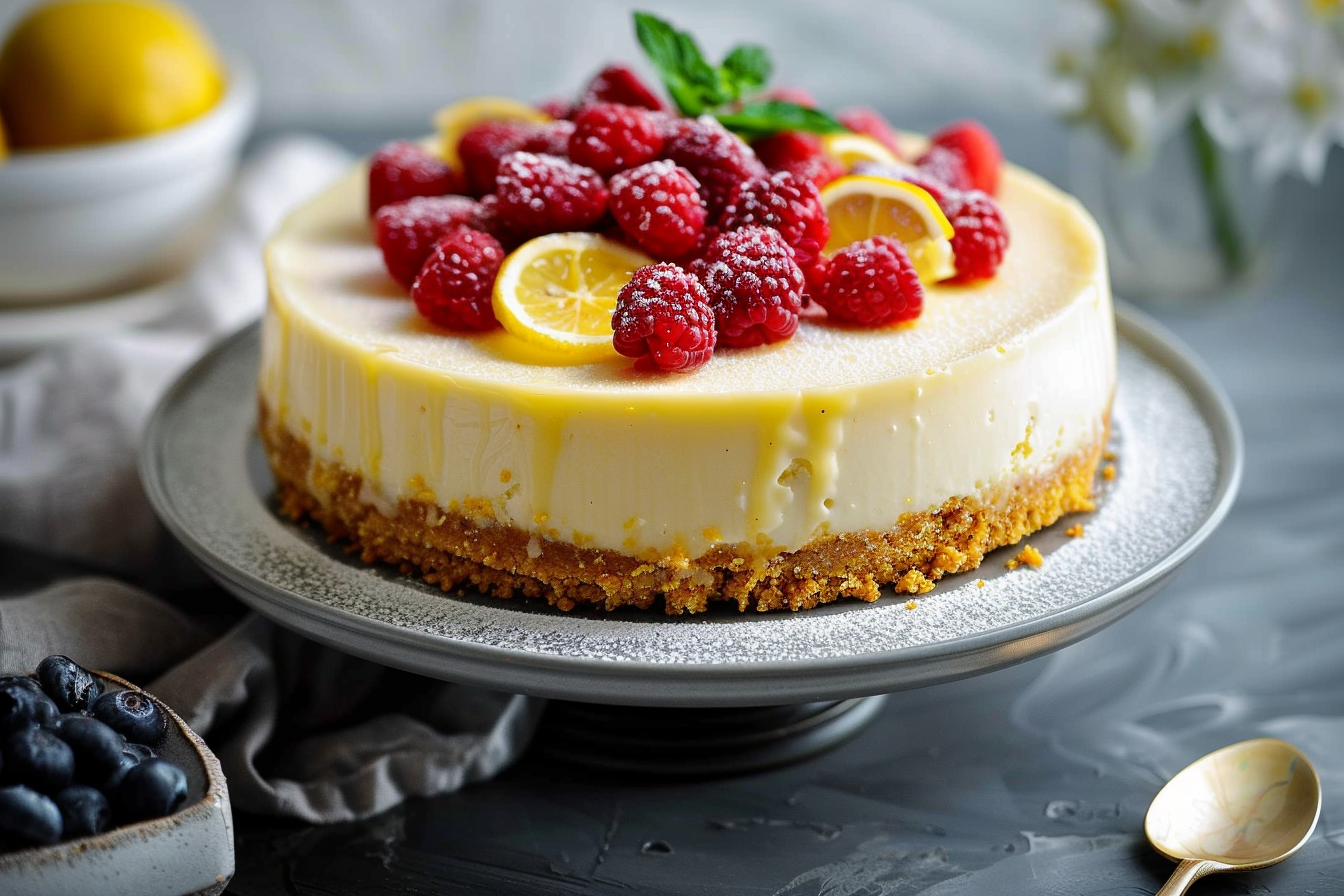 creamy lemon ricotta cheesecake end