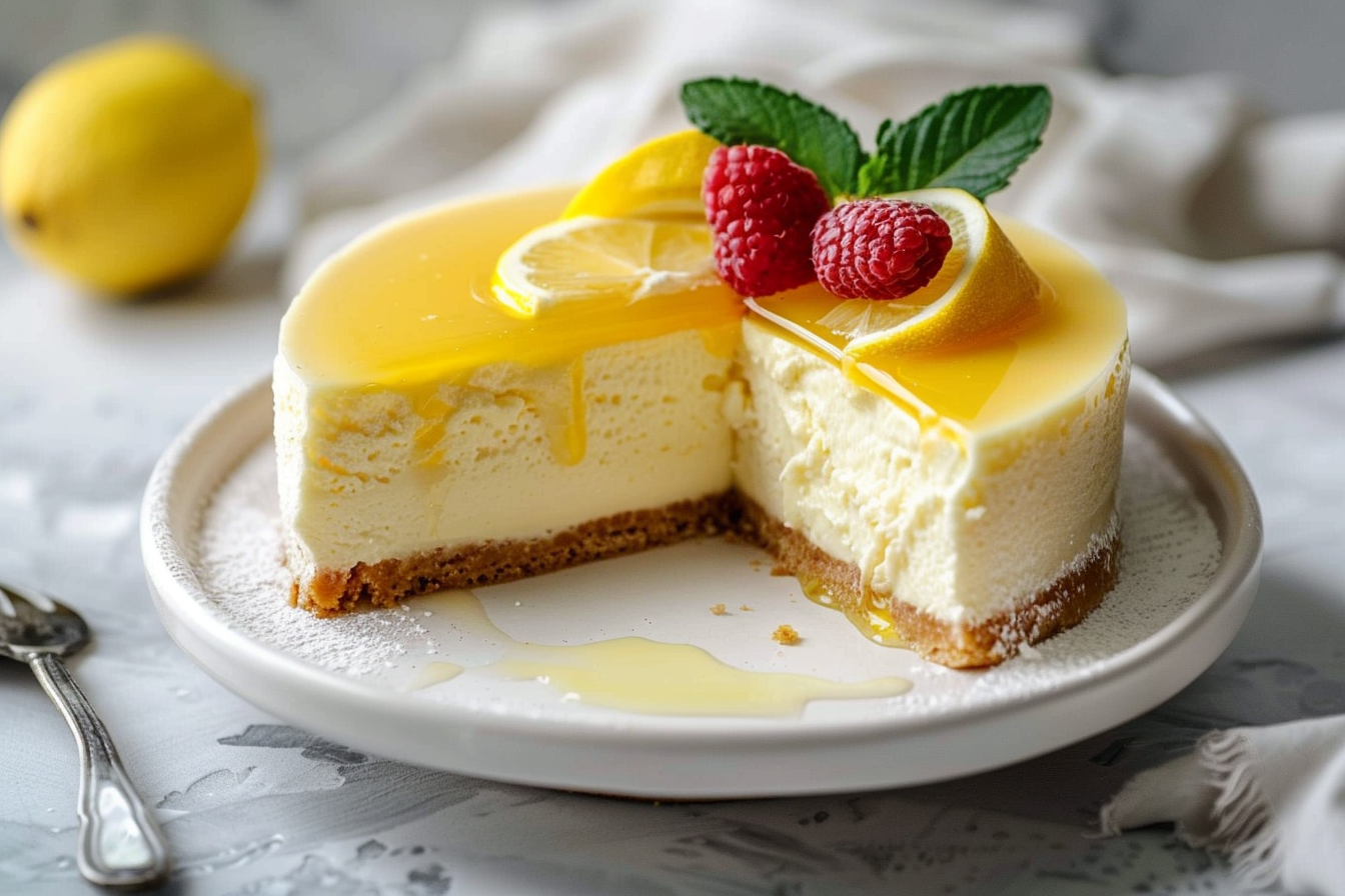 creamy lemon ricotta cheesecake middle