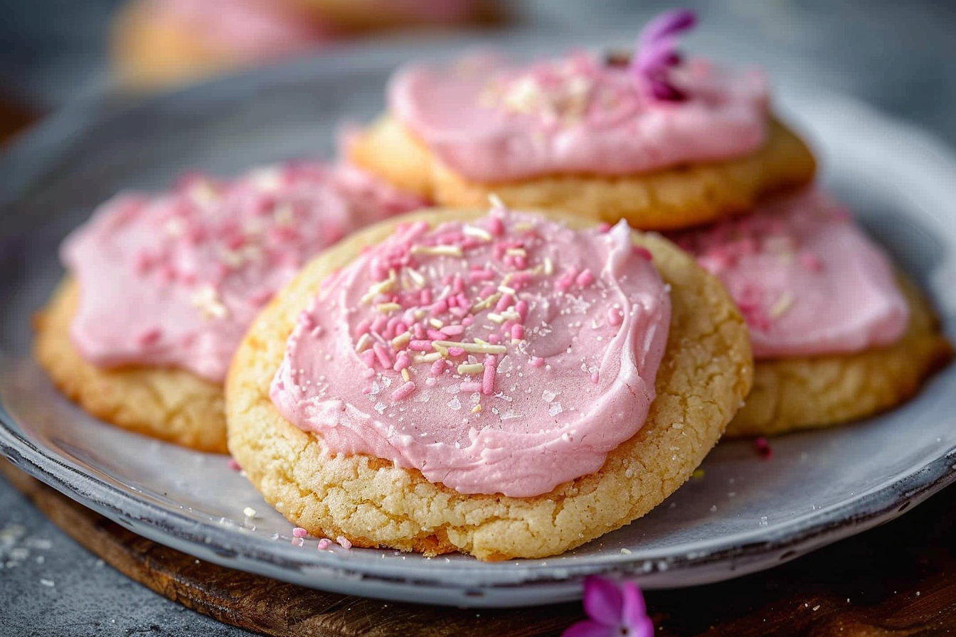 easy pink sugar cookies almond middle