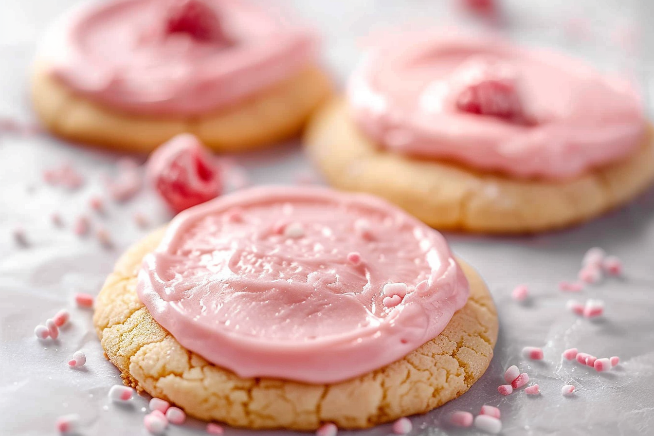 easy pink sugar cookies almond top