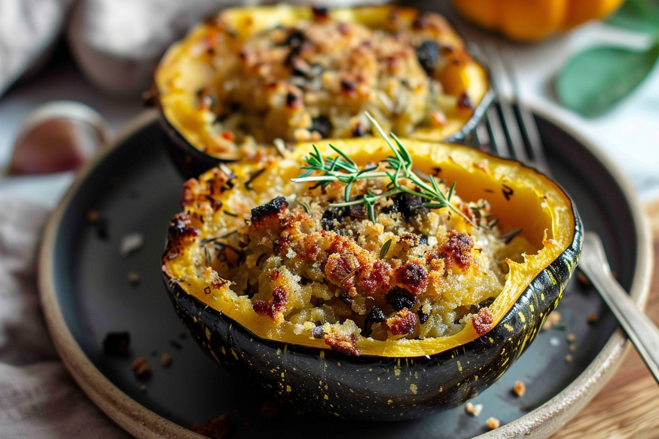 easy stuffed acorn squash ground end