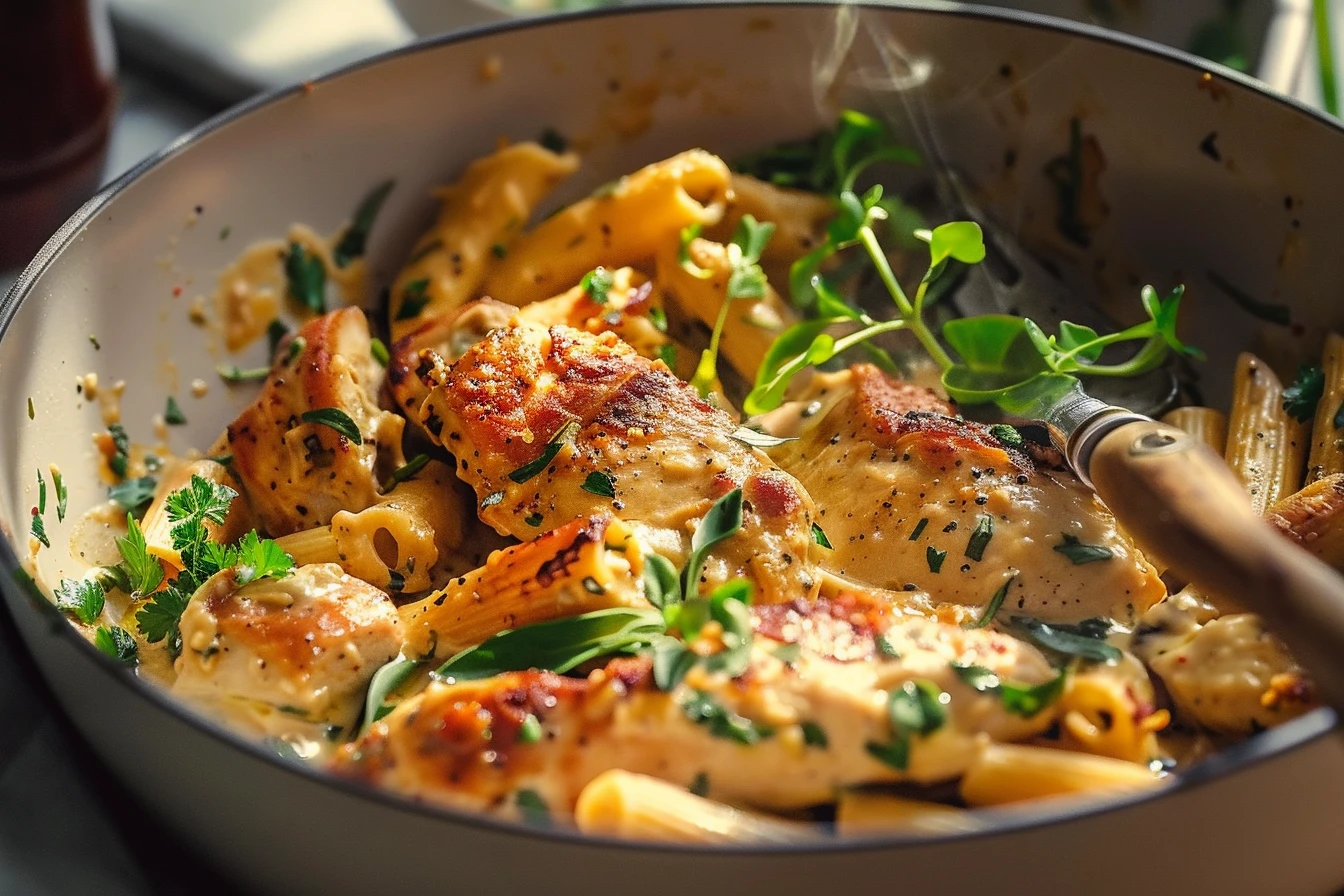 one pan marry me : Discover the Magic 1 A beautifully arranged one pan marry me dish with vibrant vegetables and succulent chicken, garnished with fresh herbs.